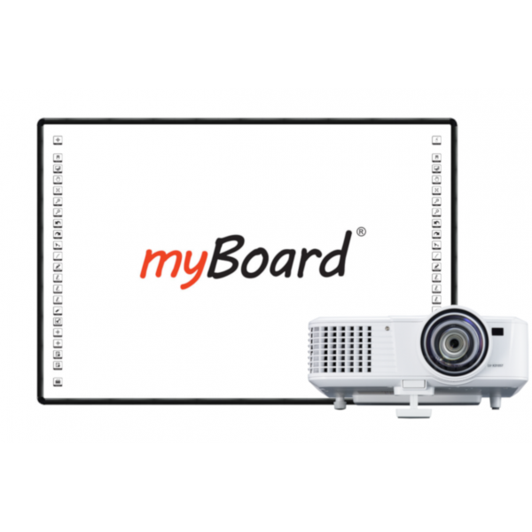 Zestaw interaktywny myBoard Black 82''C, projektor Canon LV-X310ST, uchwyt  oraz głośniki myBoard sound AMP-32
