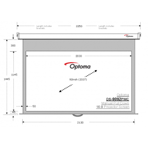 Ekran Optoma DS-9092PWC ręcznie rozwijany 92" 16:9 ścienno-sufitowy 203 x 114,5 cm z ramkami