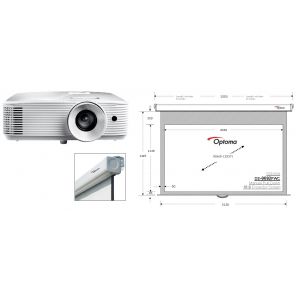 Zestaw projektor Optoma HD27e + ekran ręczny Optoma DS-9092 PWC